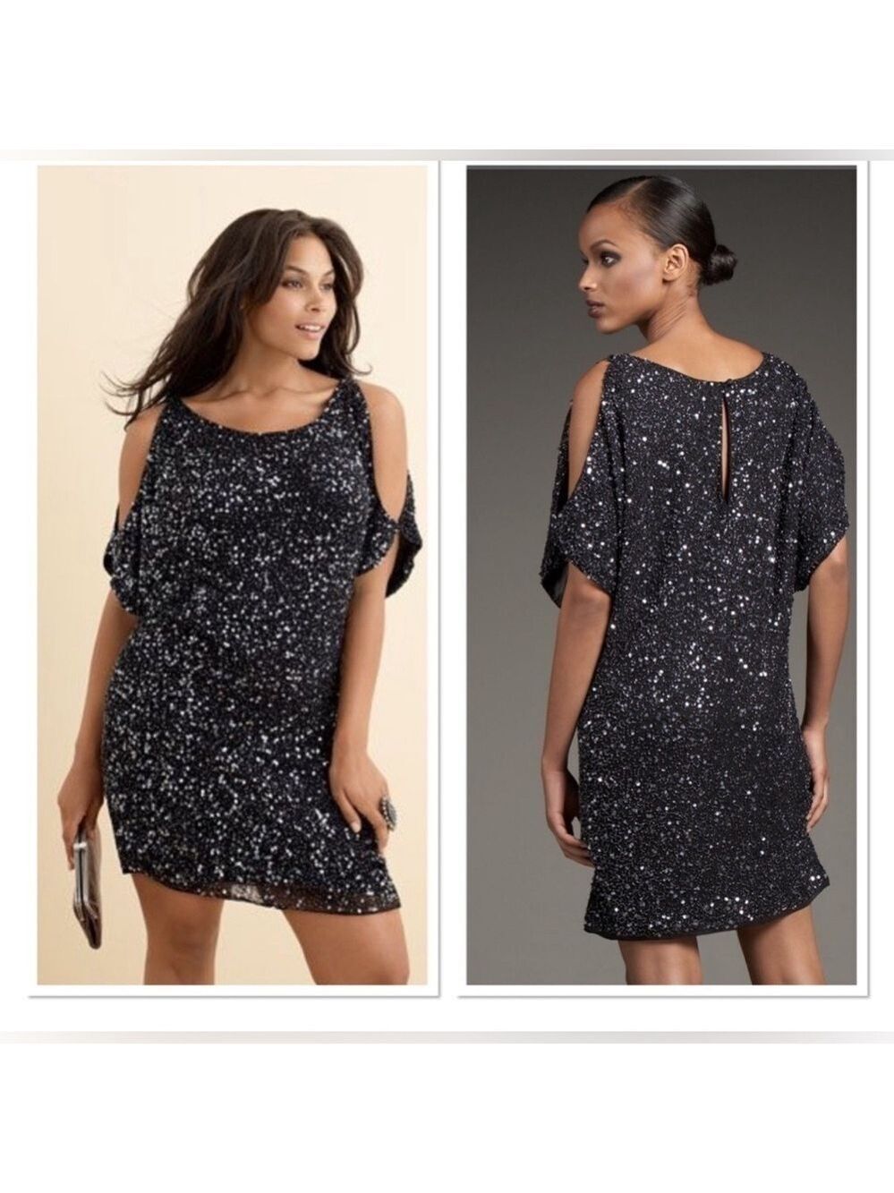 Aidan Mattox Sequin Cold-Shoulder Event Date Night Glam Party Mini Dress 4